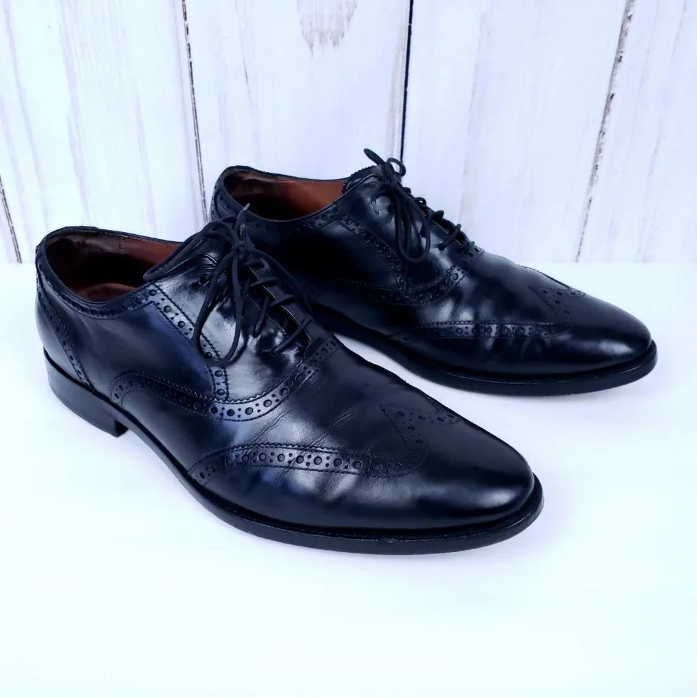 Cole Haan Preston 12M Oxford‎ Wingtip Dress Shoes Black (C20307)